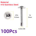 100pcs 410 Stainless Steel Truss Head Self-Tapping Screws - Durable Fastening Solution for Metal 4.2/#8 13/16/19/25/32/38/50mm