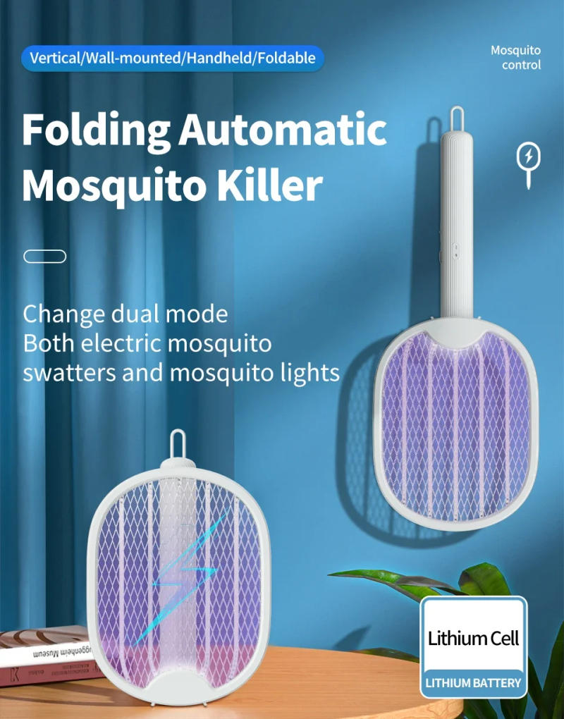 Description Picture 2 of itemUSB Rechargeable Foldable Electric Mosquito Swatter 3500V Killer Fly Swatter Trap 4 IN 1 Insect Killer With UV Light Bug Zapper
