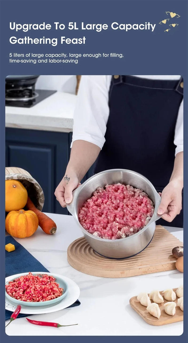 Description Picture 4 of item5L Multifunctional Electric Meat Grinders 304 Stainless Steel Food Crusher Vegetable Slicer Chopper Mincer Baby Food Processor