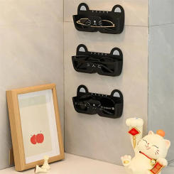 Self-adhesive Wall Mounted Glasses Storage Plastic Hangable Sunglass Show Stand Shelf For Home Storage Dispay Rack