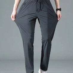 Summer Zip Pockets Men's Sweatpants Breathable Quick Dry Stretch Nylon Casual Track Pants Big Size Straight Sport Trousers 8XL