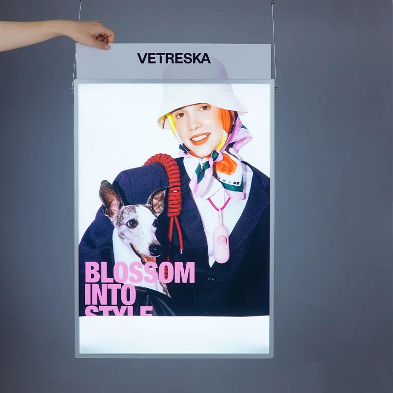 Description Picture 6 of itemfashion girl crystal led frame illuminated light box handing  double side glass light box light box sign with logo