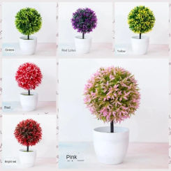 1Pc Artificial Green Plants Bonsai Simulation Artificial Potted Plant Ornament Home Garden Hotel Party Decor Small Tree Potted