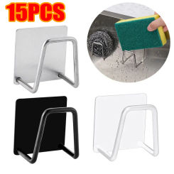 1-15pcs Stainless Steel Wall Hooks Sink Sponges Holder Self Adhesive Drain Drying Rack Shelf Household Storage Kitchen Organizer