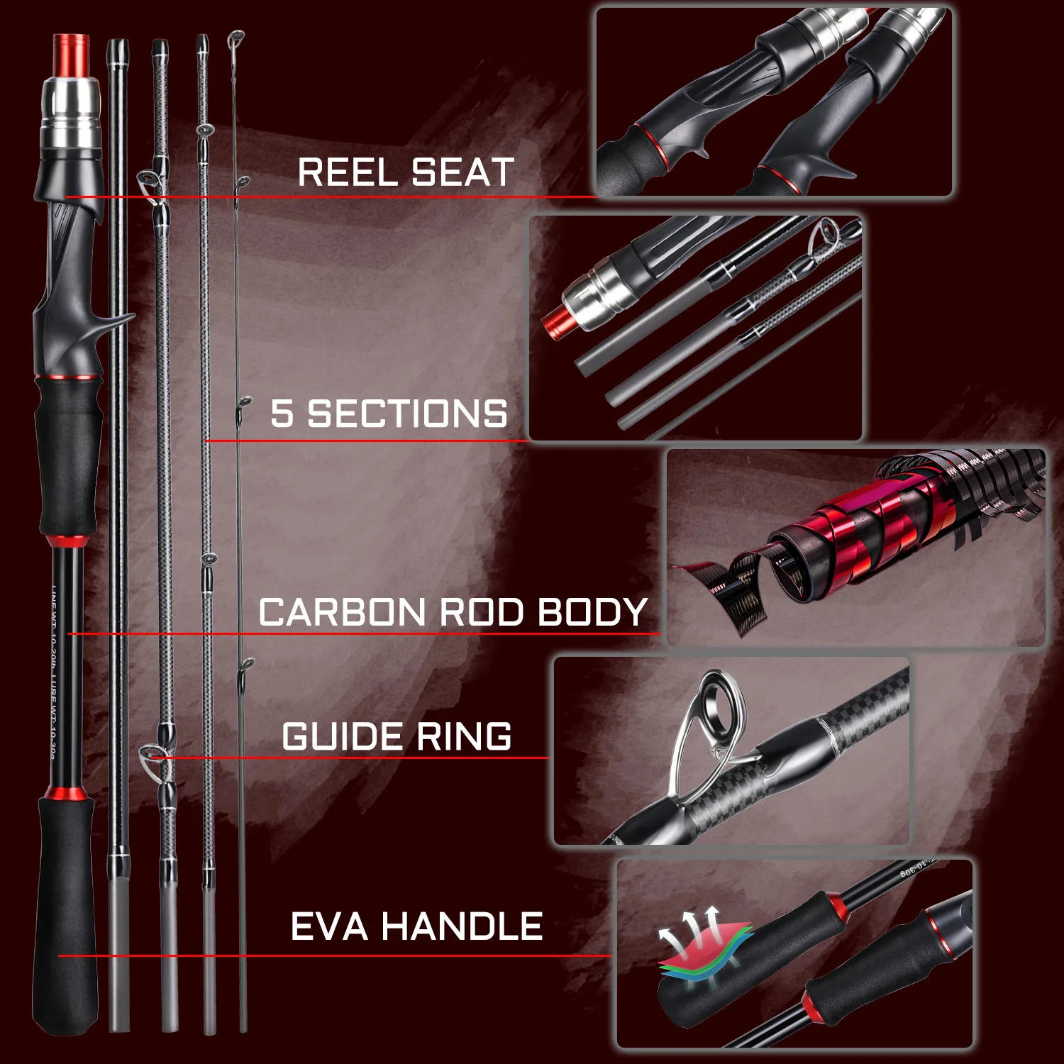 Description Picture 5 of itemSougayilang Fishing Rod Reel Combo 1.8~2.1m Carbon Fiber Casting Rod and 7.2:1 Speed Gear Ratio Max Drag 8kg for Bass Pike Pesca