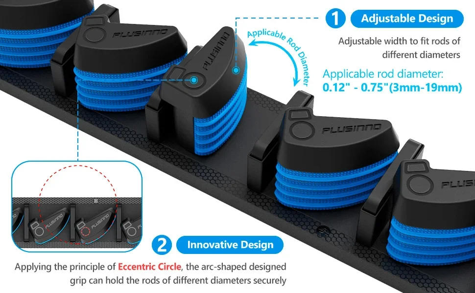 Description Picture 4 of itemVertical Wall Mounted Fishing Rod Holder  Pole Rack Holds Up to 9 Rods or Combos