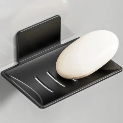 Bathroom Aluminum Alloy Soap Dish No-Punching Wall Mounted Soap Sponge Holder Organizer Accessories Drain Kitchen Soap Holder
