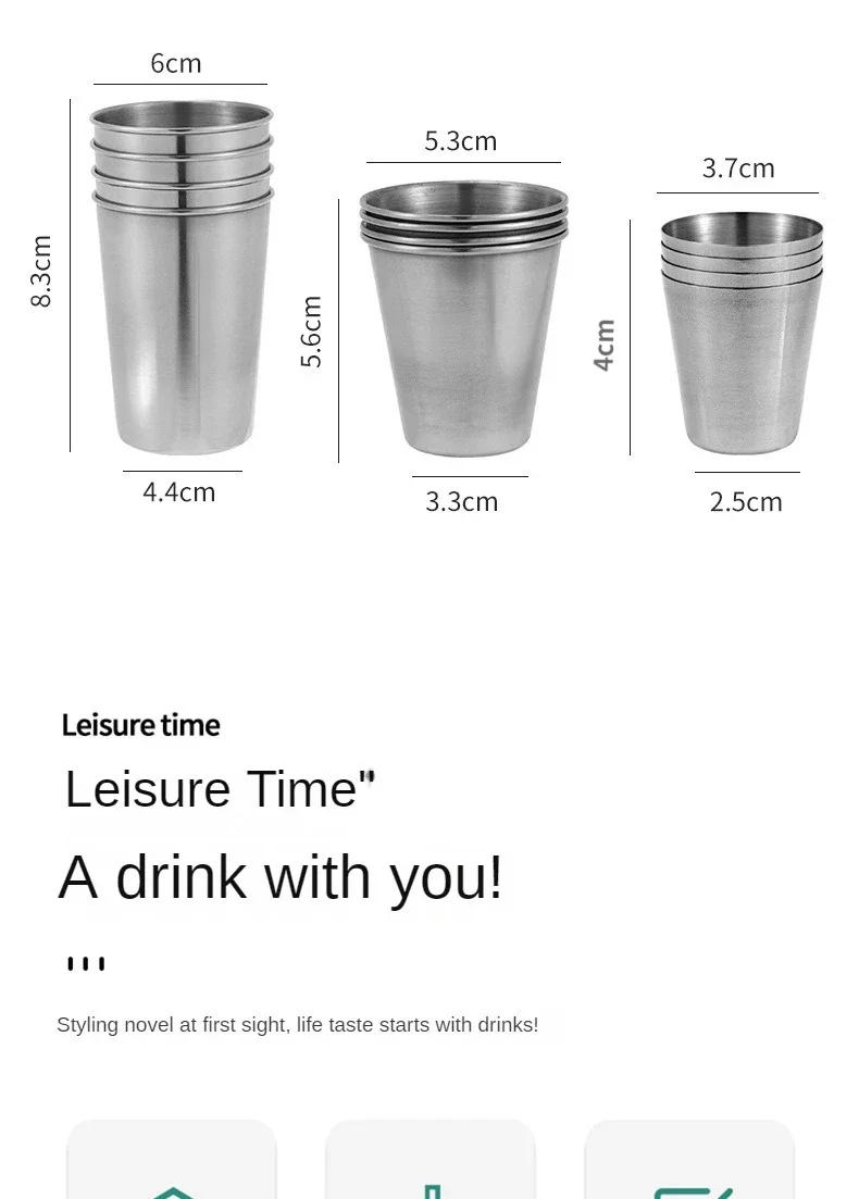 Description Picture 4 of itemStainless Steel Cups Mini Set Outdoor Practical Travel Whiskey Glass Portable Drinkware 30ml/170ml Kitchen Dining Bar Home