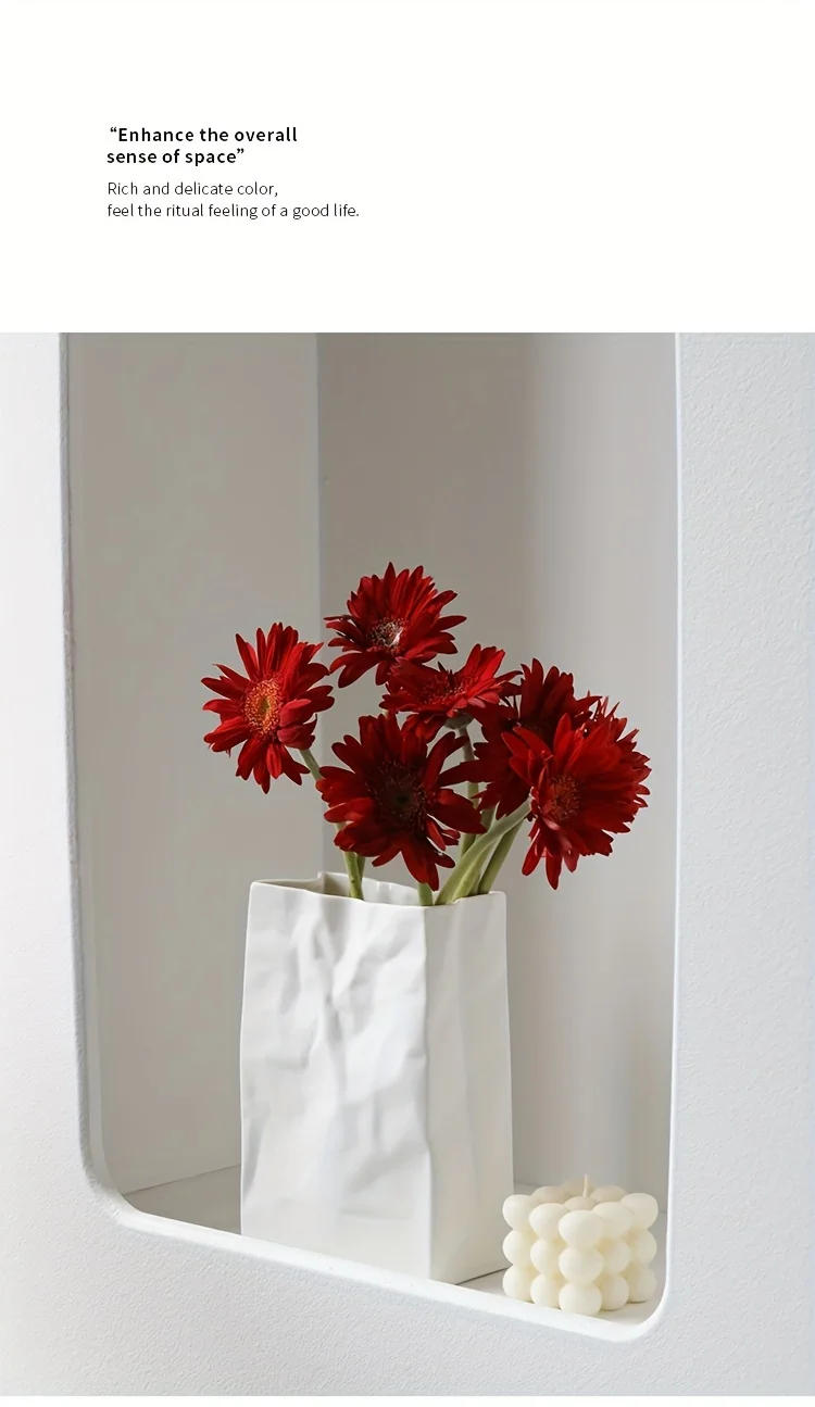 Description Picture 4 of item1pc Nordic Boho Style Ceramic Vase - Unique Crinkle Paper Bag Design for Modern Home Decor, Weddings, Parties, and Gifts