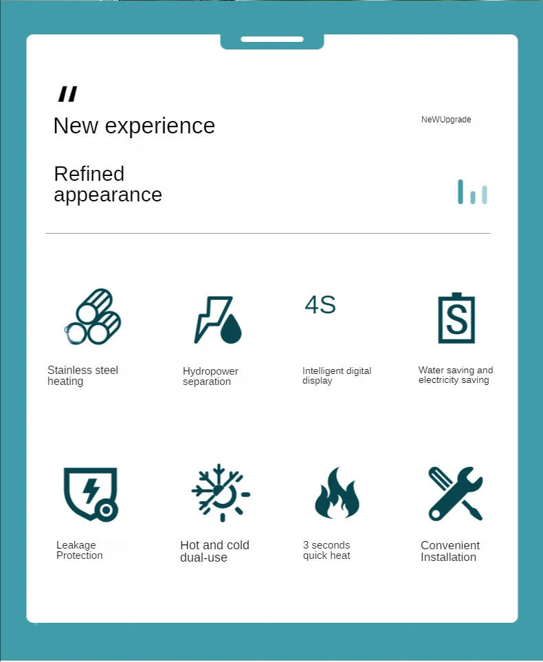 Description Picture 4 of itemElectric Kitchen Water Heater Tap Instant Hot Water Faucet Heater Cold Heating Faucet Tankless Instantaneous Water Heater