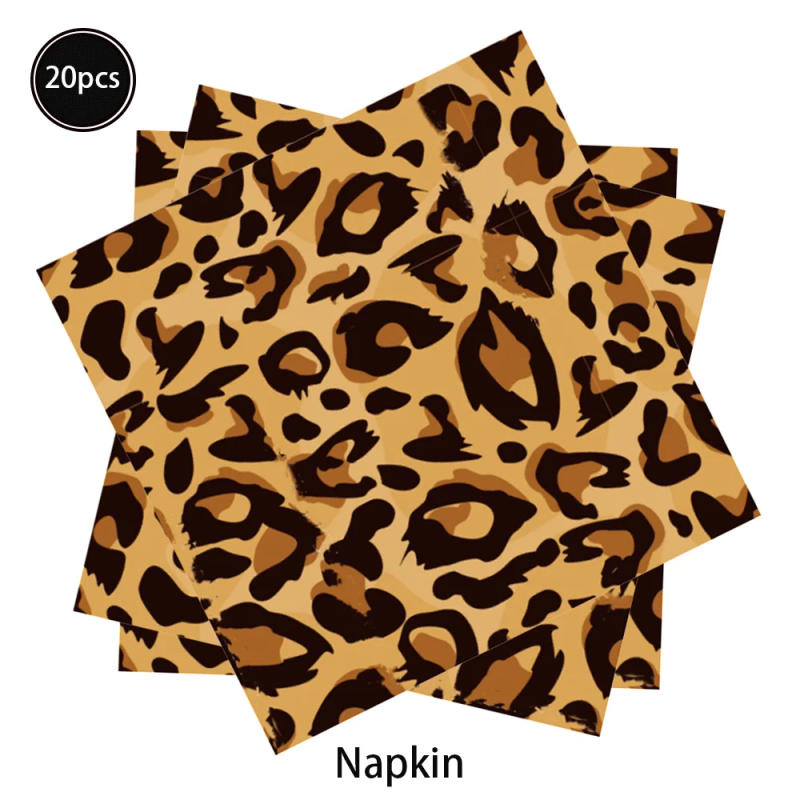 Description Picture 6 of itemWoodland Animals Disposable Tableware Tiger Leopard Print Tablecloth Plates Cups Tissue Jungle Safari Birthday Party Decoration