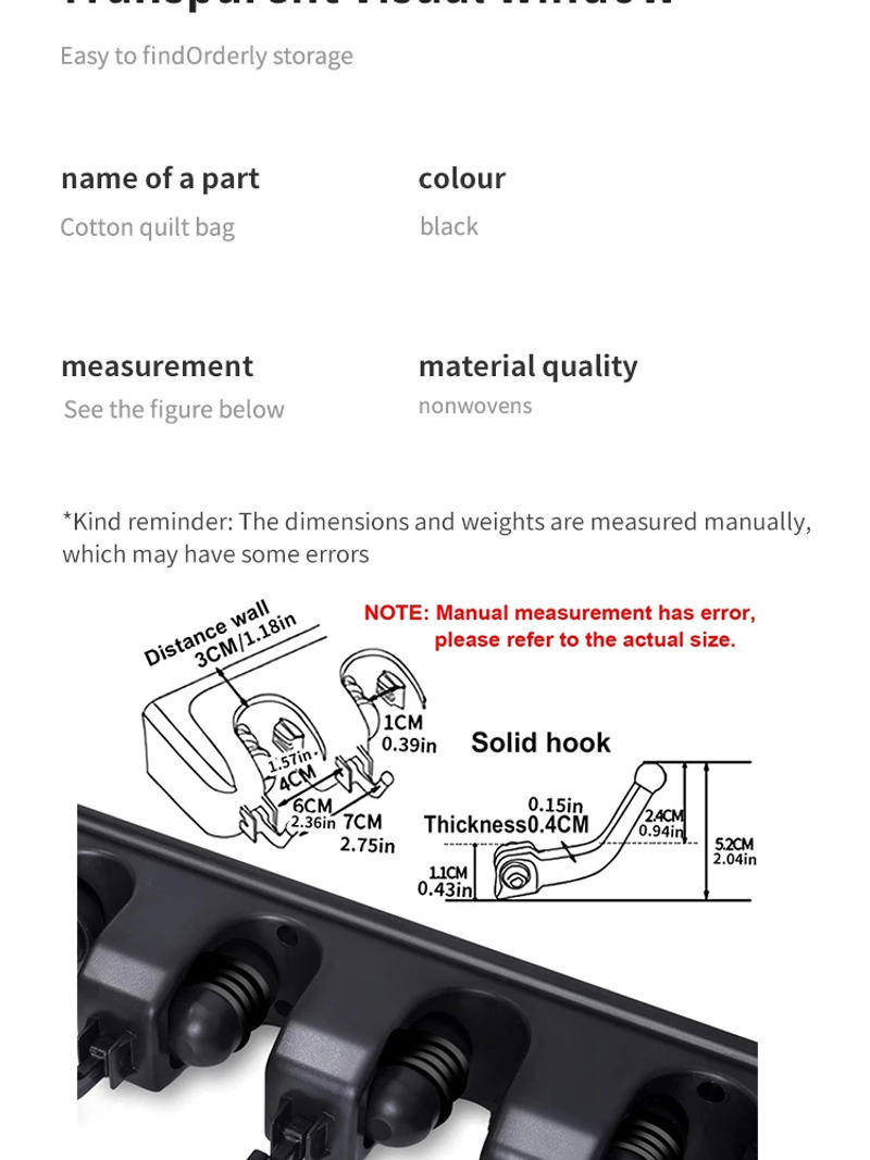 Description Picture 4 of itemWall Mounted Mop Holder 3/4/5 Position Multi-Functional Broom Hanger Shelf Home Kitchen Storage Black Magic Plastic Mop Holder