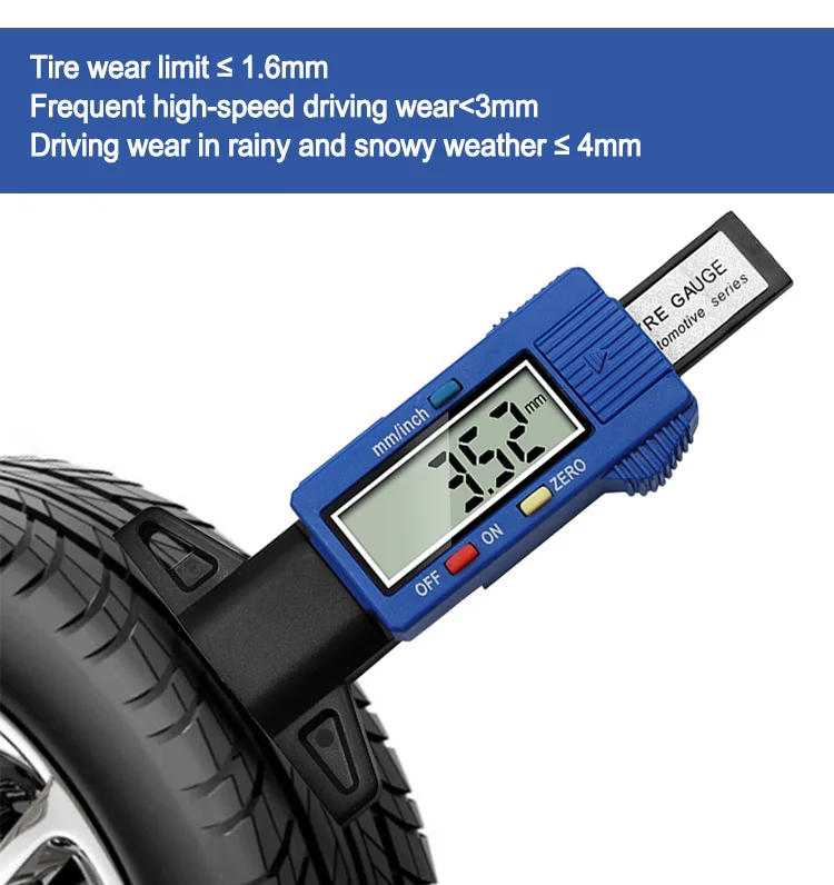 Description Picture 6 of itemDigital Tread Depth Gauge For Car Tyre Tire Meter Thickness Gauges Automobile Tire Wear Detection Measuring Tools Depth Caliper