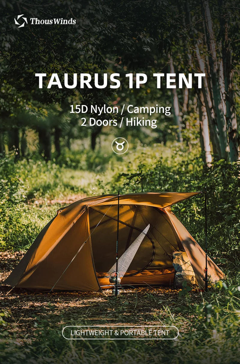 Description Picture 2 of itemThous Winds Taurus Solo Tent, Ultralight Hiking Camp, Solo Backpack Tent, Outdoor Cot Tent, 15D Nylon Ripstop Both Side Silicon