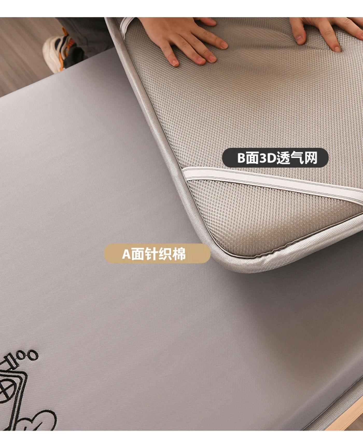 Description Picture 4 of itemThickened knitted cotton memory sponge mattress household double bed student dormitory single bed foldable non-slip plate