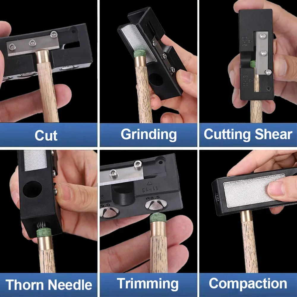 Description Picture 3 of itemBilliard Cue Tip Repair Tool Pool Cue Head Trimmer Billiard Accessories Pool Hall Multi Tool Grinding Cut 8-In-1 Snooker Tool
