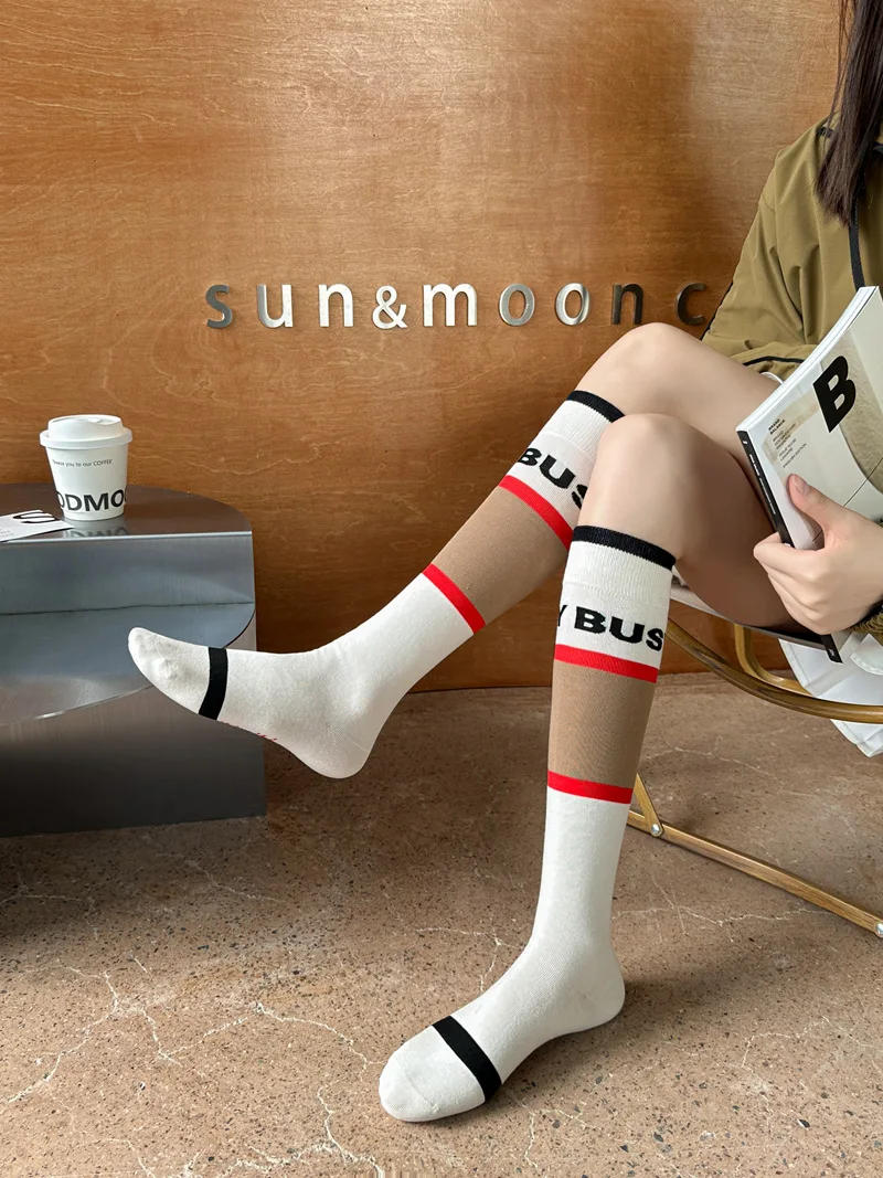 Description Picture 3 of itemWomen's Fashion Personalized Trend ins Network Red Vintage Versatile Korean Edition Socks Long Sleeve Over Knee Socks