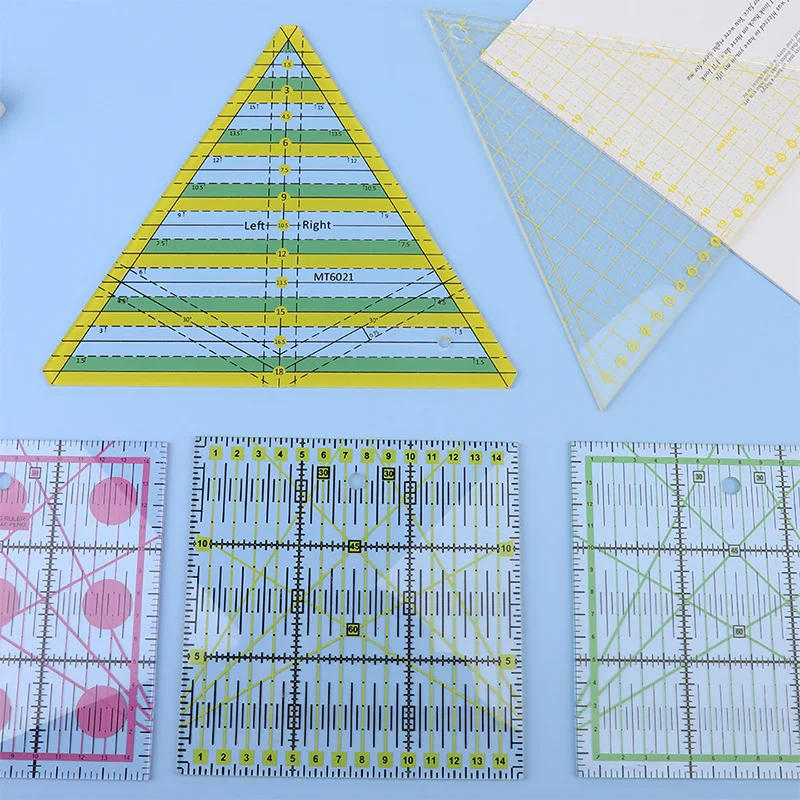 Description Picture 3 of item1/2pcs 15cm Quilting Patchwork Ruler Fabric Cloth Cutting Ruler Acrylic Sewing Rulers DIY Knitting Crafts Tailor Sewing Tools