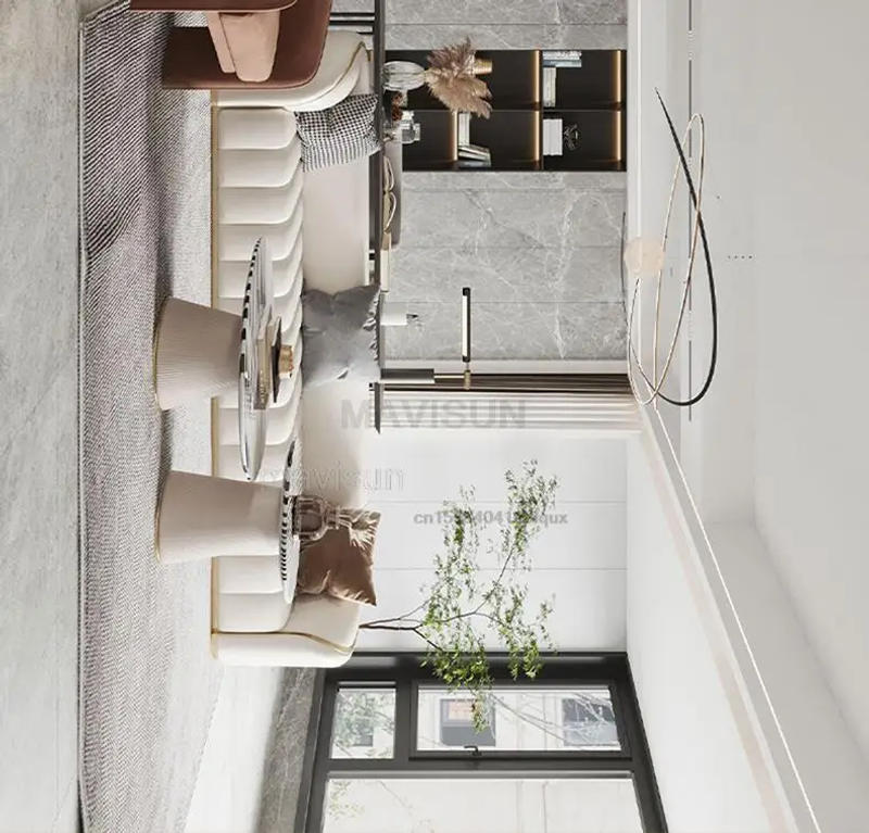 Description Picture 6 of itemModern Simple Light Luxury High-End Rock Slab Round Kitchen Table Household Dinner Marble Dining Table And Chair Combination