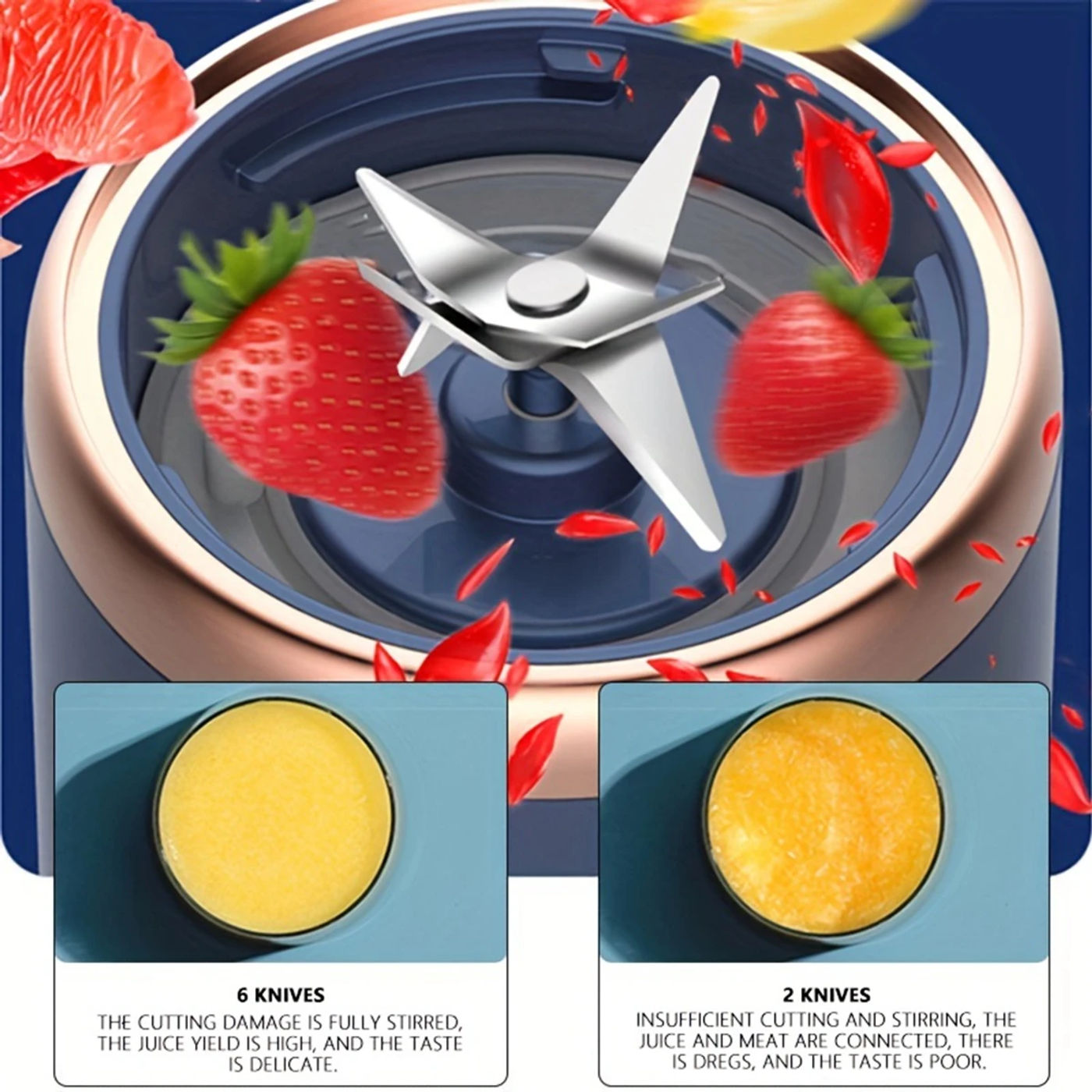 Description Picture 6 of itemDouble Cup Multifunction Usb Fruit Mixers Juicers Portable Electric Juicer Blender Fruit Juicer Cup Food Milkshake Juice Maker