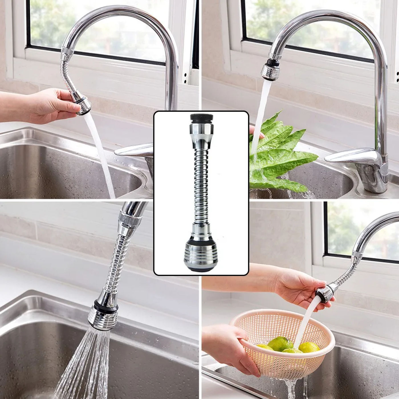 Description Picture 2 of itemFlexible Bathroom Water Faucet Head° Rotation Extender Replacement Sprayer Shower Kitchen Sink Tap Two Water Outlet Modes