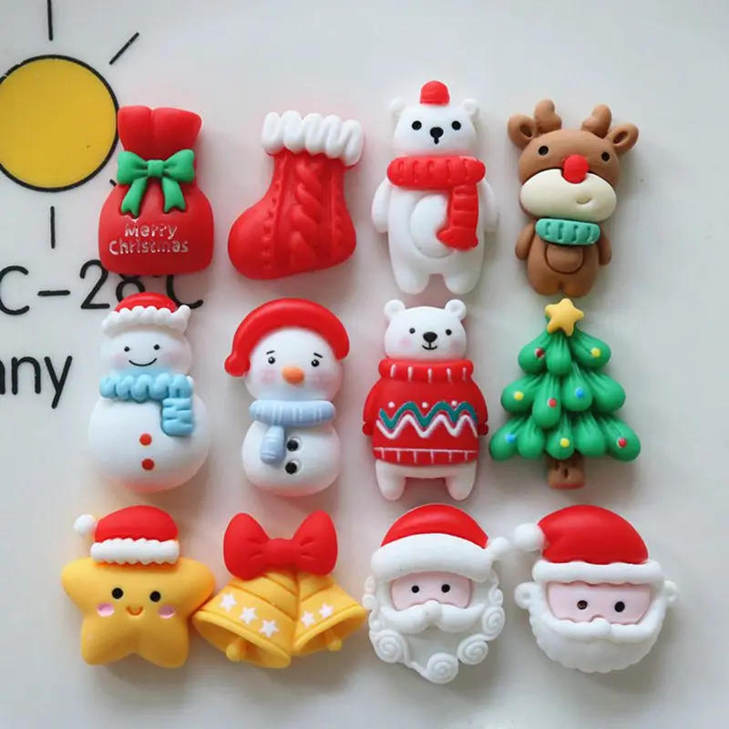 Description Picture 2 of item12Pcs New Mini Cute Cartoon Christmas Flat Back Resin Cabochons Scrapbook Diy Wedding Hairpin Accessories Embellishments Craft