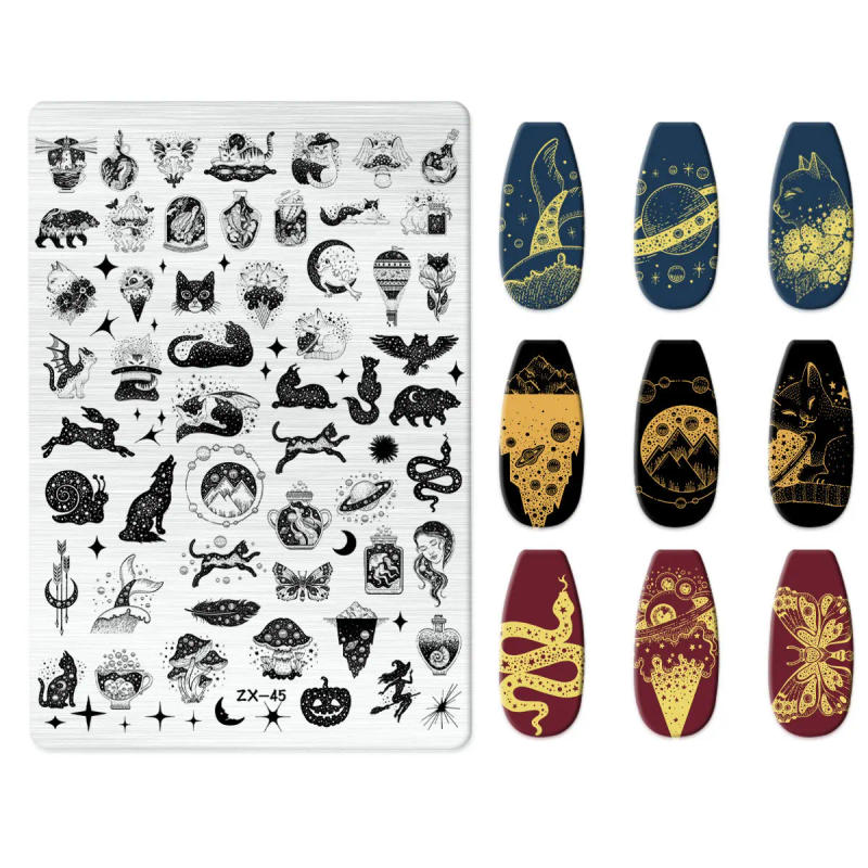 Description Picture 4 of itemPlum Blossom Leaves Nail Stamping Plates Leaf Bamboo Floral Butterfly Line Printing Stencil Nail Stamp Templates Nail Art Tools