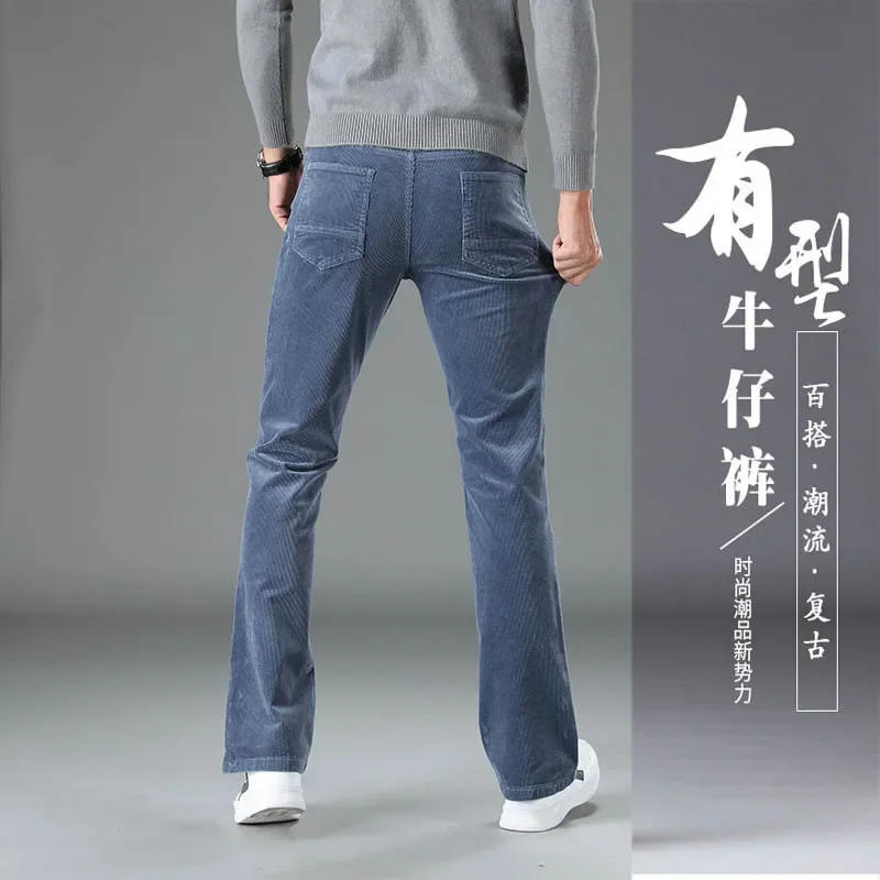 Description Picture 5 of itemAutumn Spring Winter Men's 2023 Commercial Casual Corduroy Flares Trousers Male Bell-Bottom Boot Cut Pants