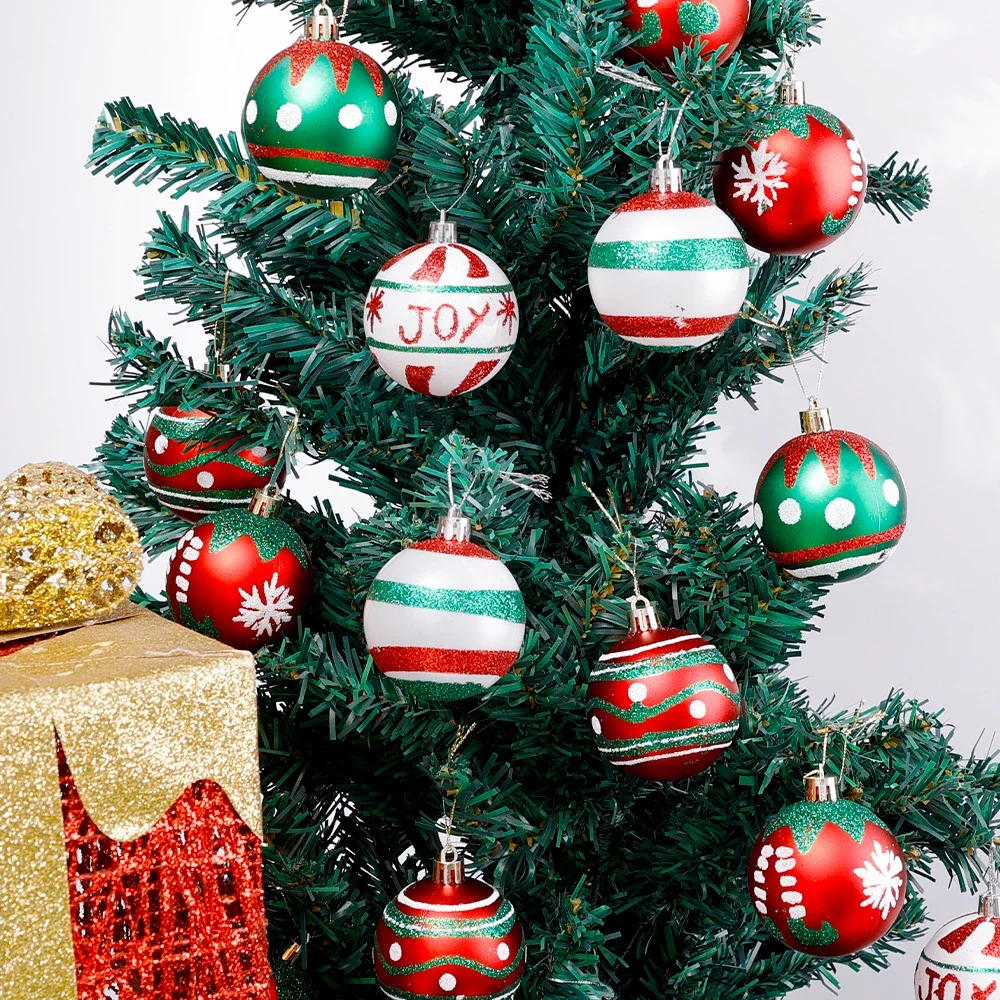 Description Picture 5 of item30/6Pcs Glitter Christmas Balls Ornaments Red White Xmas Tree Hanging Pendant Home New Year Party Decoration Gift Christmas Ball