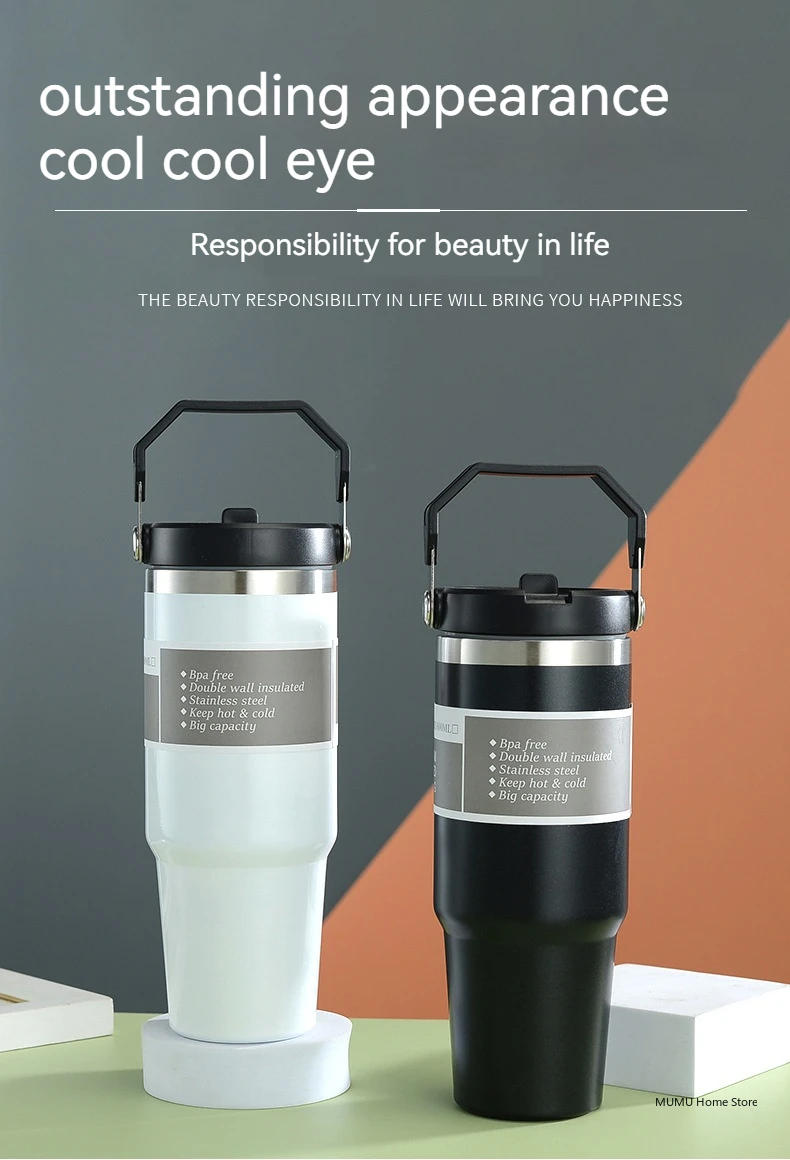 Description Picture 4 of item20oz/30oz Stainless Steel Thermal Coffee Mug Tumbler Coffee Cup Cold And Hot Car Travel Mug Vacuum Flask Thermos Water Bottle