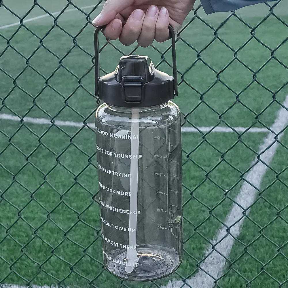 Description Picture 6 of item2L Sports Water Bottle with Straw Men Women Fitness Water Bottles Outdoor Sports Cold Water Bottlesc with Time Marker Drinkware