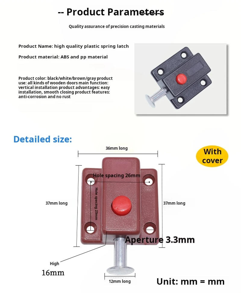 Description Picture 6 of itemHardware cabinets, doors and windows, automatic plastic spring pins, window automatic buttons, cabinet door pins