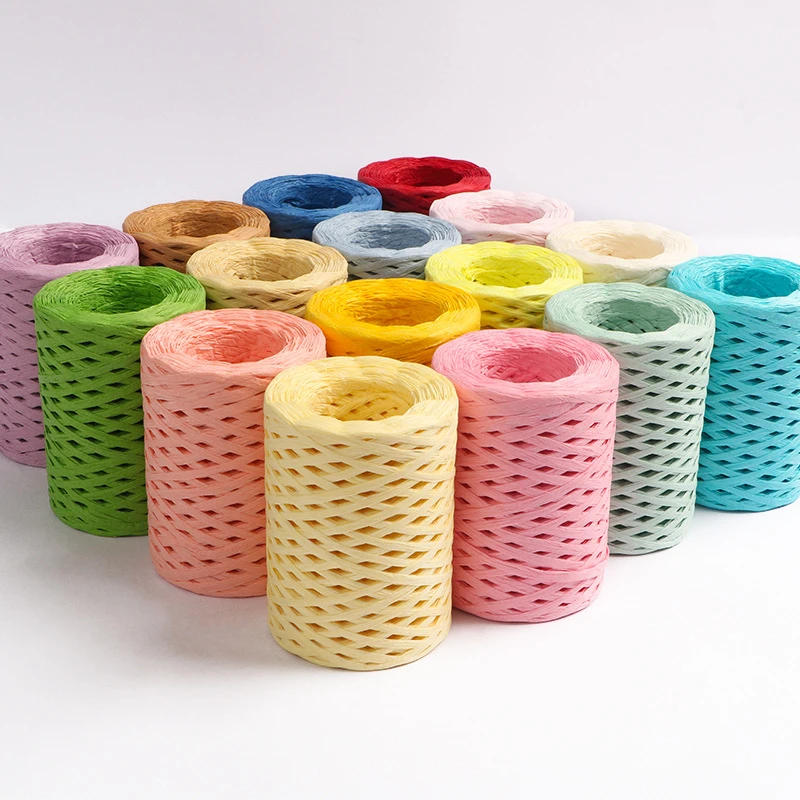 Description Picture 3 of item200M Natural Raffia Straw Yarn For Knitting Crocheting Paper Threads DIY Handmade Summer Sunhat Beach Bag Braided Cord Supplies