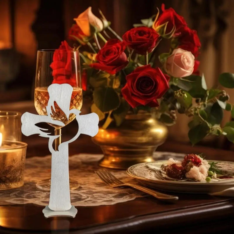 Description Picture 5 of item10PCS Wooden Crosses Standing Candlestick Projection Jesus Crucifix Christian Baptism Table Centerpieces First Communion Decor