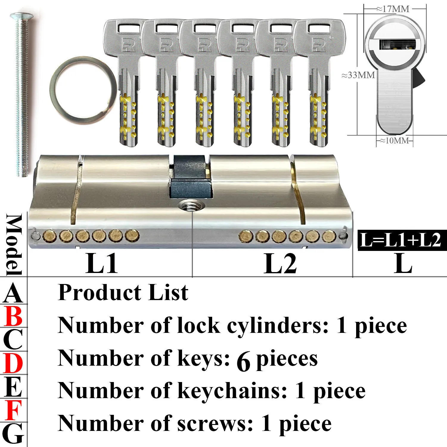 Description Picture 3 of itemCustomize the same key to open all cylinder doors European standard high quality Door lock 11-pin anti-theft lock cylinder