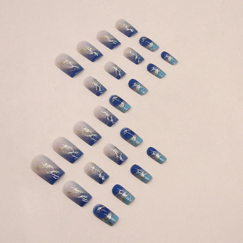 Description Picture 5 of item24 PCs Short French Minimal Smudged Line Nails with 1 Jelly Gel and 1 Nail File
