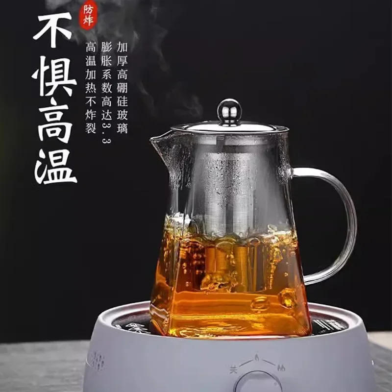 Description Picture 2 of itemHeat Resistant High BorosilicateGlass Teapot with Stainless Steel Tea Strainer Household for Tea Summer Winter Drinkware