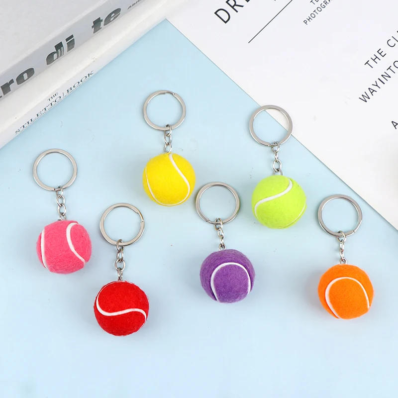Description Picture 3 of item1PC Tennis Ball Key Chain Metal Keychain Car Key Chain Key Ring sports chain pendant Sport Ball Club Souvenir Teenager Fan Gift