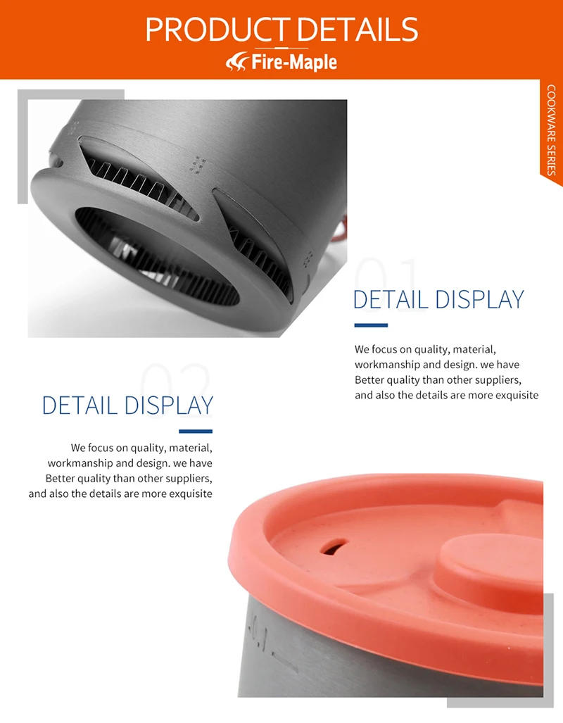 Description Picture 5 of itemFire Maple Camping Cookware Pot Aluminium Alloy Heat Exchanger Pot Portable Outdoor Travel Picnic Tableware Kettle 1L FMC-XK6