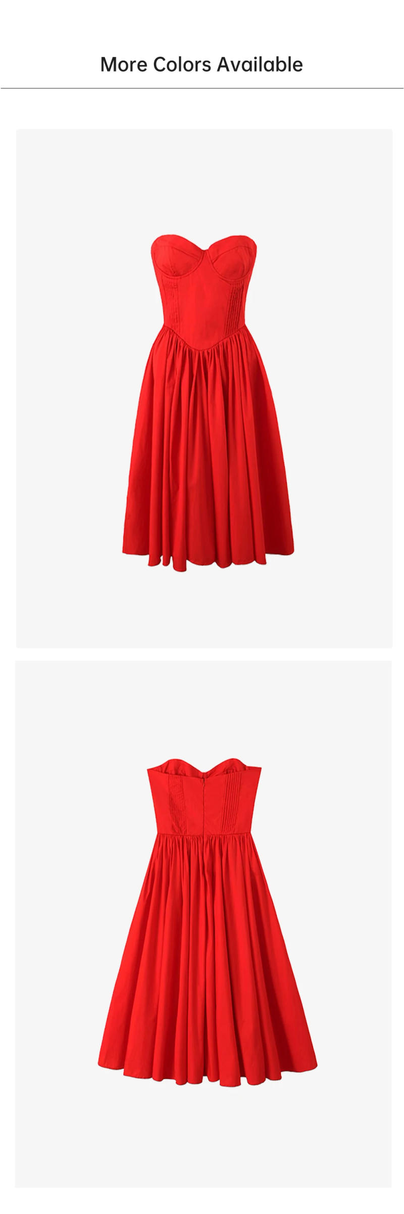 Description Picture 6 of itemPB&ZA2024 Summer New Product Fashion Casual Women's Red Sleeveless Slim Fit Folded Spliced Tie Waist Bra Dress