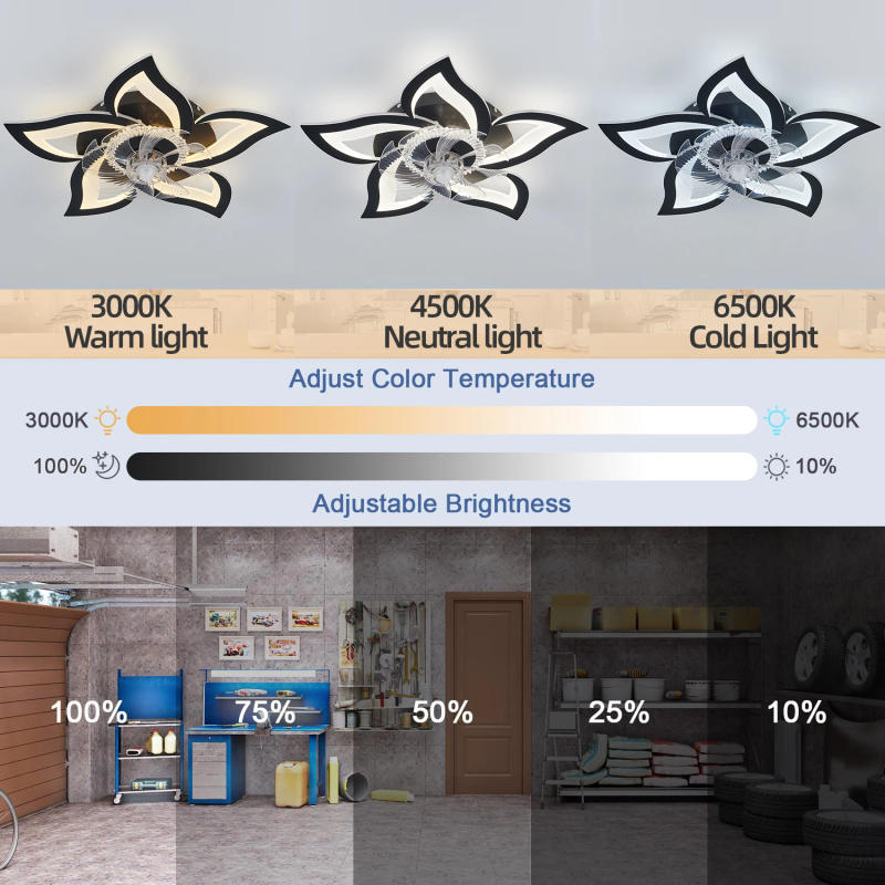 Description Picture 6 of itemIRALAN Ceiling Fan with Lights Remote Control,6 Speeds 3 Light Color Flush Mount Ceiling Fan for Kitchen Bedroom