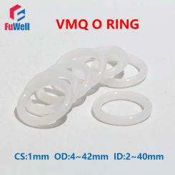 Fuwell 10/50pcs CS1mm White Silicone O-ring VMQ ORing Seal Gasket Insulated Waterproof Washer Round O Shape Food Grade OD4~42mm