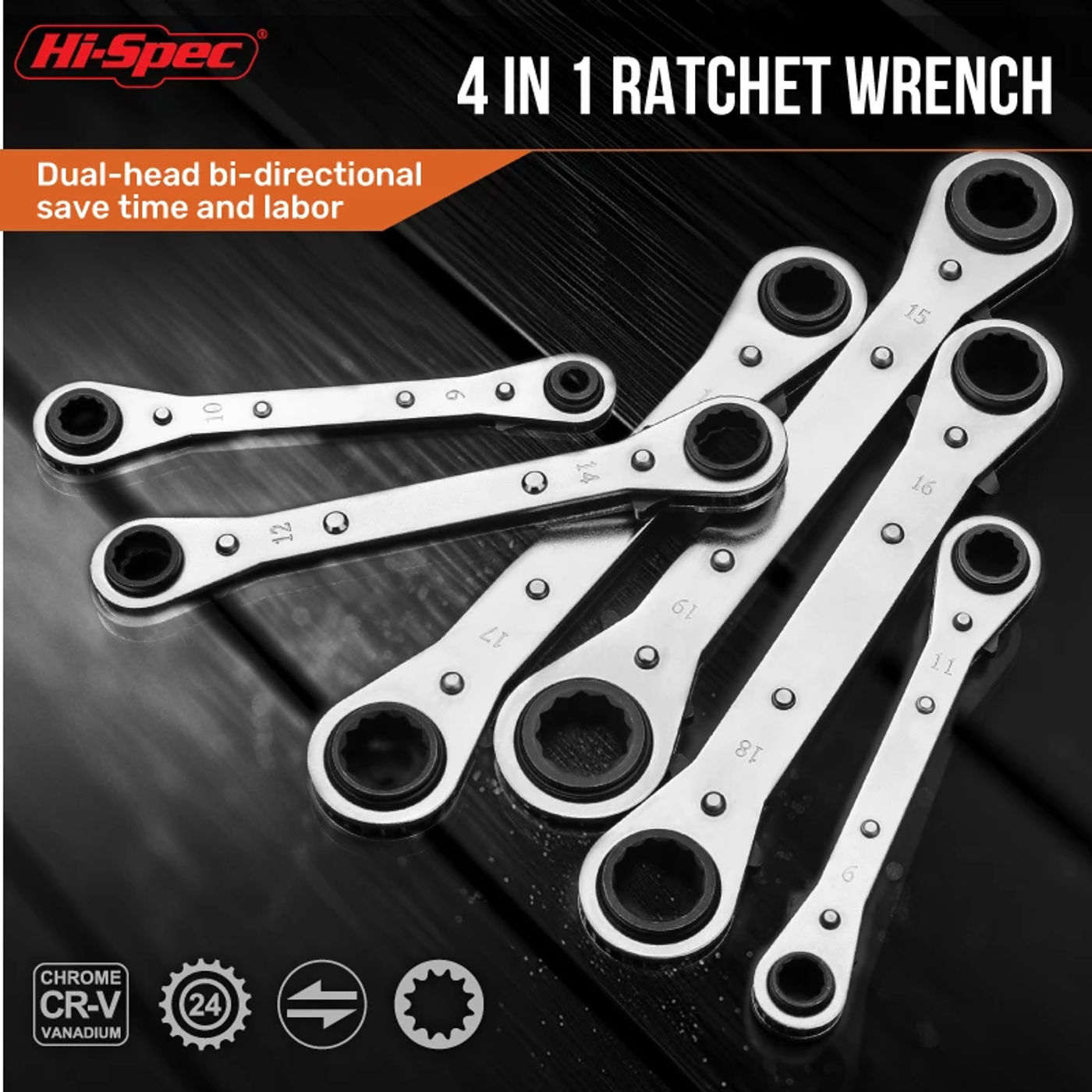 Description Picture 4 of itemMini  4-in-1 Wrench Double Ended Quick Socket Ratchet Wrench Mini Batch Head Handle  4 Head Sizes Wrench Hand Tool  Kits