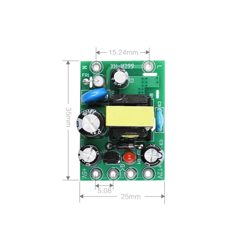 Description Picture 5 of itemAC-DC Switching Power Supply Module AC-DC AC 110-220V Input 5V/12V Output 100mA/500mA Dual Output Isolation Power Supply Board