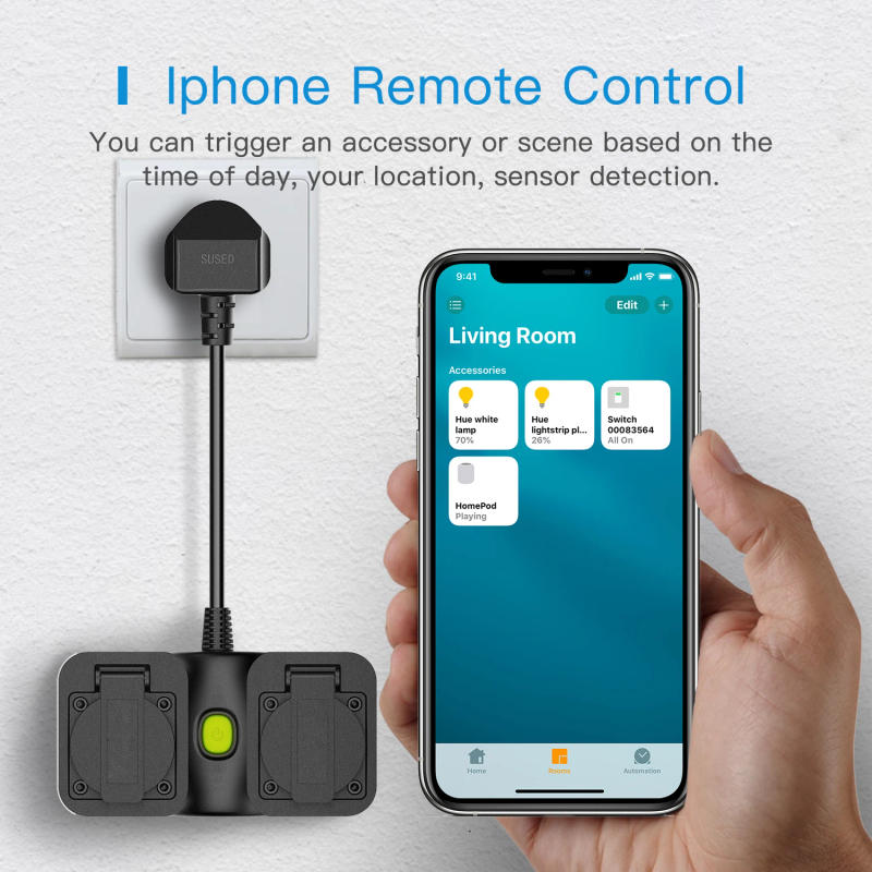 Description Picture 4 of itemMeross HomeKit Smart Outdoor EU Plug WIFI Waterproof Socket Wall Electrical Outlets Support Alexa Google Assistant SmartThings