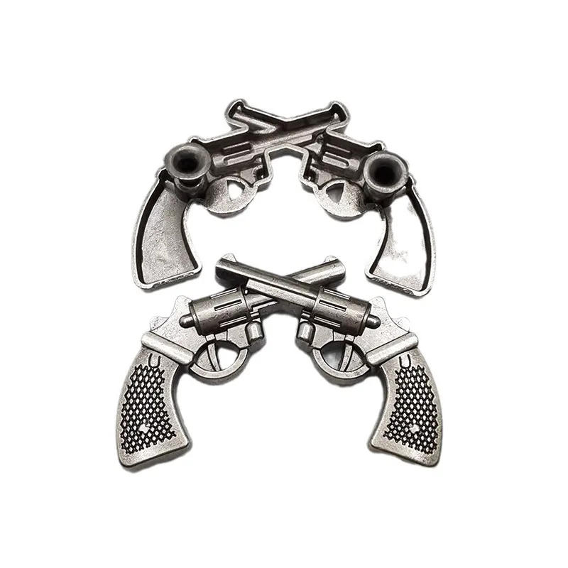 Description Picture 6 of item5pcs Western Cowboy Cross Pistol LeatherCraft Belt Decor Conchos Saddle Bridle Leathercraft Rivet DIY Sewing Accessory