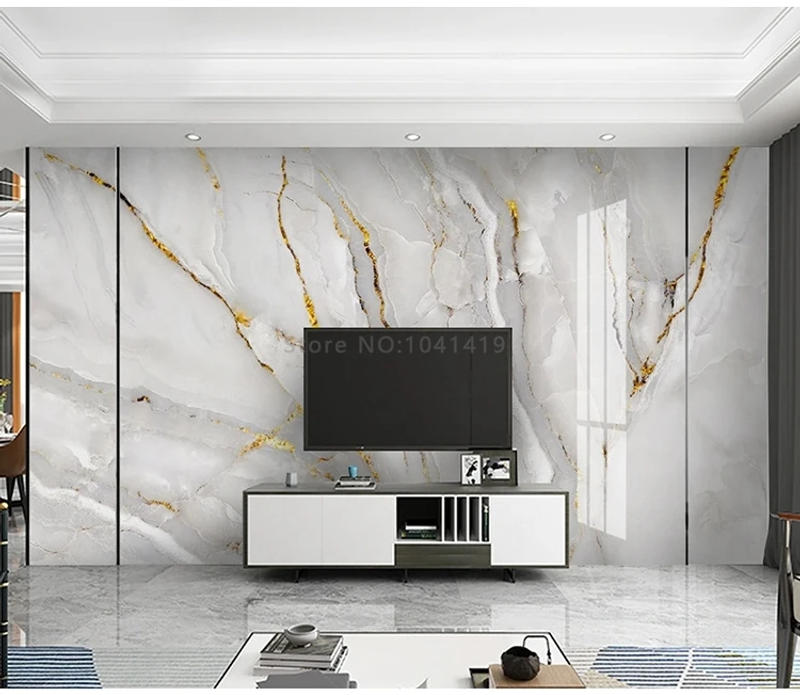 Description Picture 4 of itemCustom Photo Wallpaper Modern Light Luxury Golden Marble Landscape Mural Background Wall Decor Living Room Bedroom Papier Peint