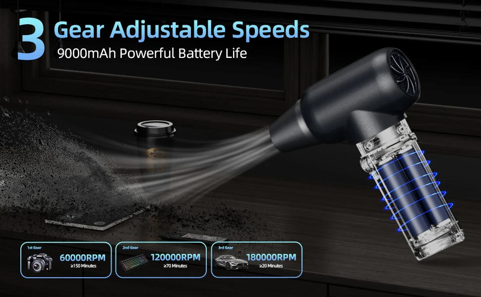 Description Picture 3 of itemMini Turbo Jet Fan 180000RPM Wind Speed 50m/s for Car Dry Keyboard Computer Cleaning Hair Dry High-Performance Electric Blower