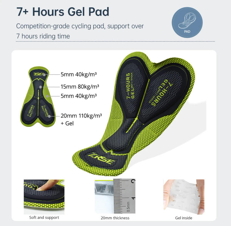 Description Picture 6 of itemCycling Bib Shorts Men Summer Breathable Seamless Cycling Short 7 Hours Padded Outdoor Bike Riding Bretelelle Pro Team MTB Short