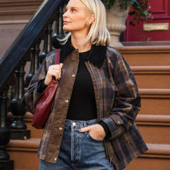 Vintage Plaid Patchwork Casual Jacket Lapel Long Sleeve Coat Single Breasted O Neck Outerwear 2024 Autumn Lady High Street Coats
